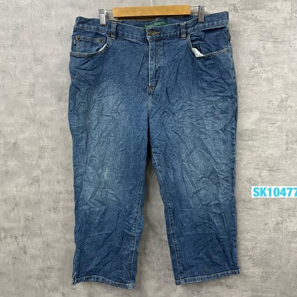 LAUREN JEANS RALPH LAUREN ローレン ラルフ デニムジーンズパンツ ブルー ジップフライ 七分丈 14W 実寸W36in USA SK10477_画像1