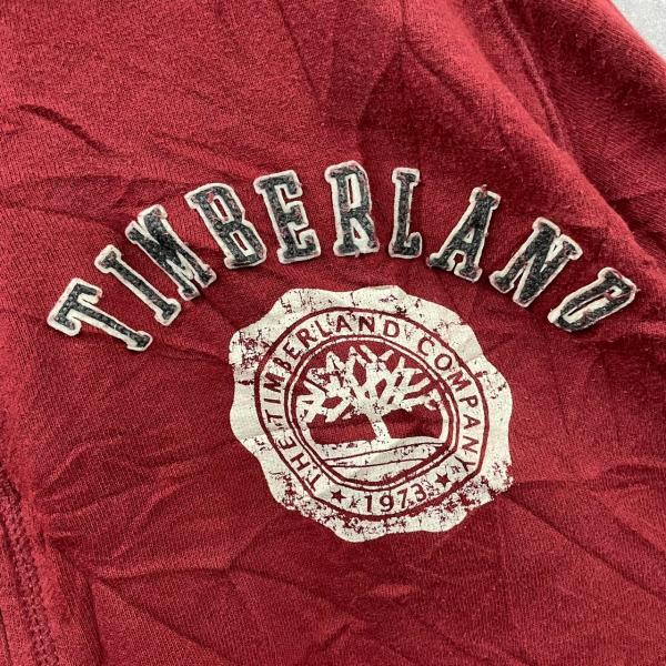 Timberland ワインレッド 赤 フルジップ スウェット ジャケット XXL 長袖 ロゴ ワンポイント IDEAL カンガルーポケット T10058_画像6