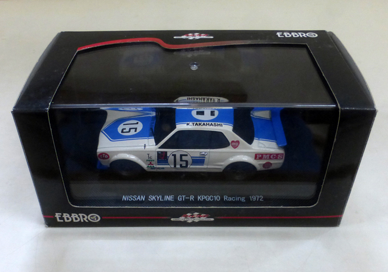  EBBRO エブロ 1/43 Nissan Skyline 2000GT-R Rcing #15 1972 （ホワイト／ブルー）_画像1