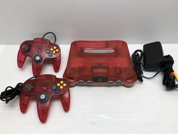 N314-240403-34 Nintendo 64 ニンテンドー64 クリアレッド 動作品 【中古品】の画像1