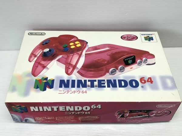 N264-240405-34 NINTENDO 64 クリアレッド 【中古品】の画像1