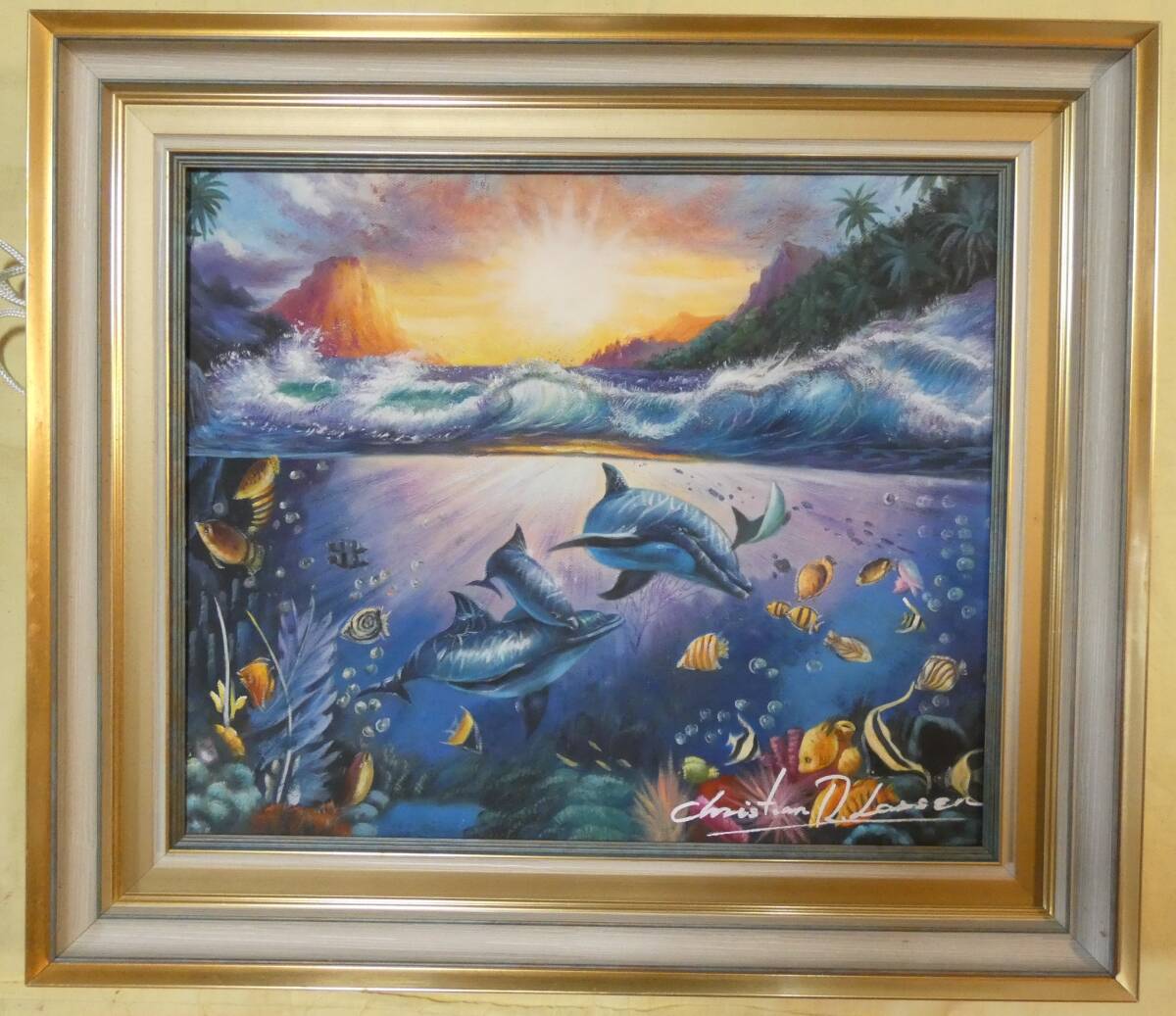 T.Y. クリスチャン・ラッセン「風景」サイン F8 額装済み 肉筆手描き 絵画 油彩クリスチャン・ラッセン「風景」サイン F8 額装済み