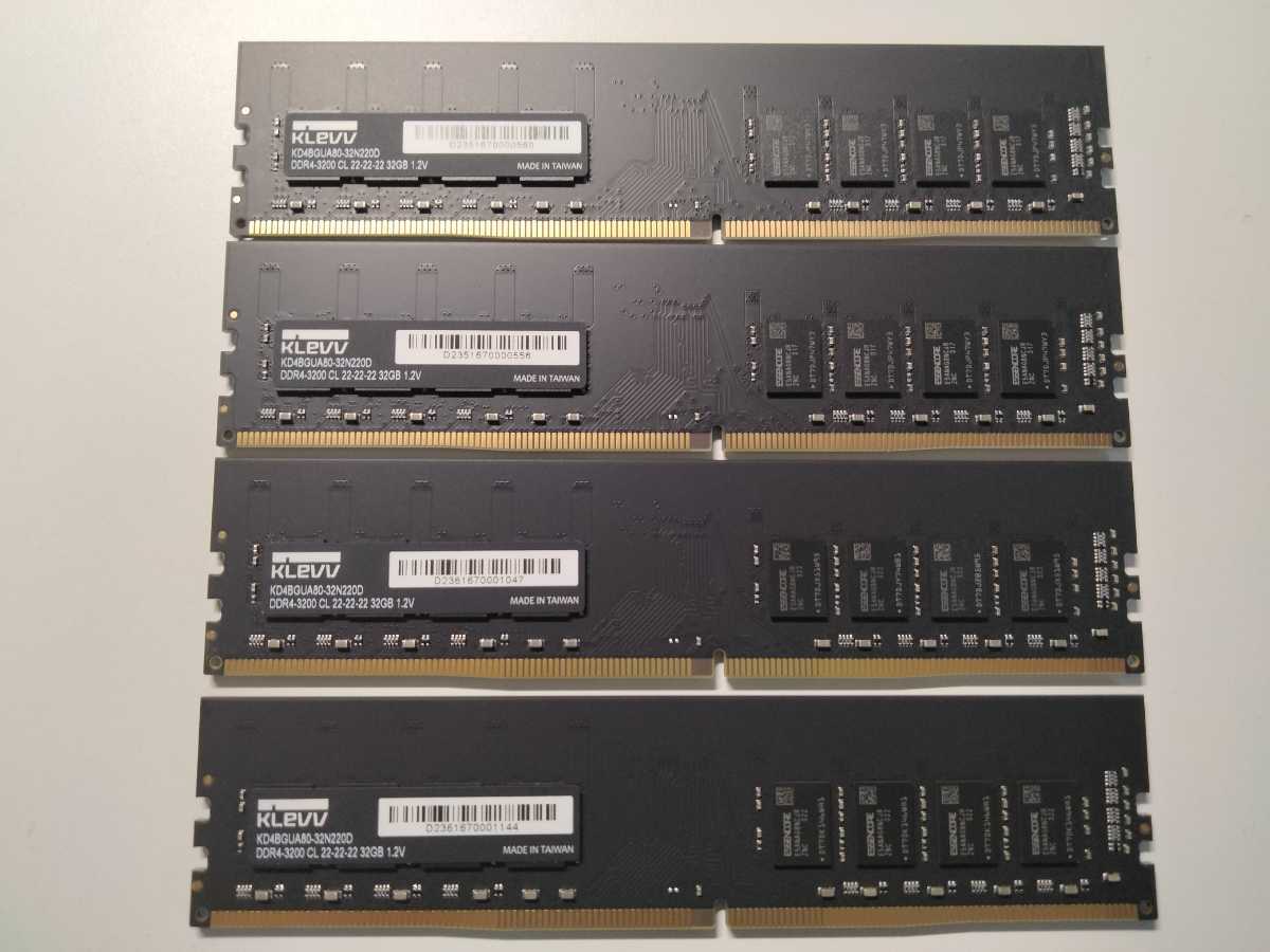 【動作確認済】DDR4 3200 32GB x 4枚 128GB セット ESSENCORE KLEVV デスクトップPC用 メモリ PC4-25600の画像1