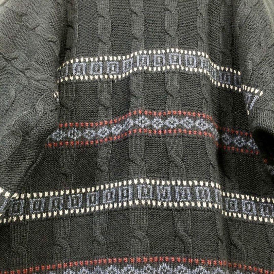 ＼セーター／幾何学　ネイビー　18 フェアアイル系　リブ編み　アメリカ　レトロ　 ボーダー　トップス　長袖　