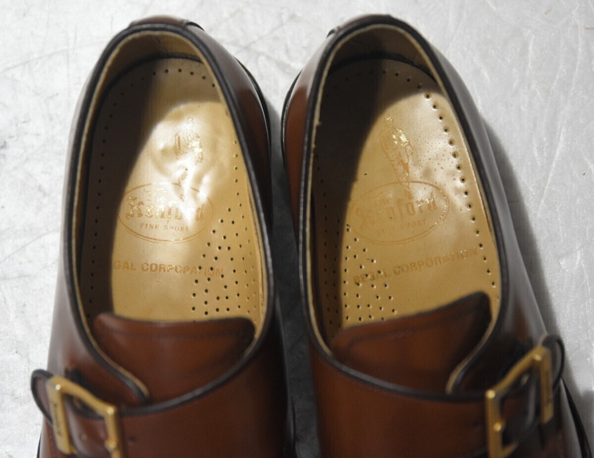 1 day only use regular price 2.5 ten thousand jpy 100 jpy start![REGAL KENFORD]monk strap made in Japan light brown glass leather men's smaller 24.5cm
