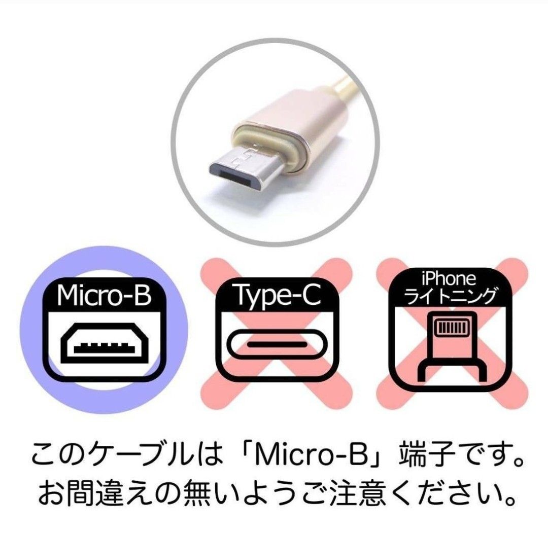 Android アンドロイド 充電器 microUSB Type-B タイプB 急速 充電 ケーブル コード USB 3m ピンク