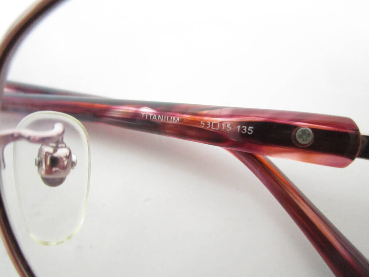 下◆ビンテージ　レトロ　CAPUCINES　CP-8129　TITANIUM　キャプシーヌ　バレル型　メタリックピンク系　眼鏡　程度良品