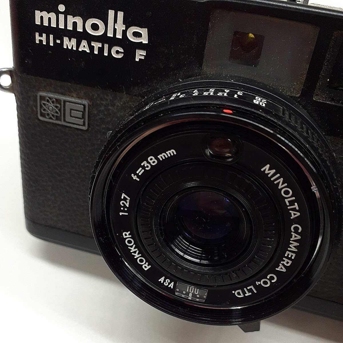 minolta HI-MATIC F ブラック / ROKKOR 1:2.7 f=38mm ミノルタ コンパクト フィルムカメラ 箱 保証書 説明書付き みの画像9