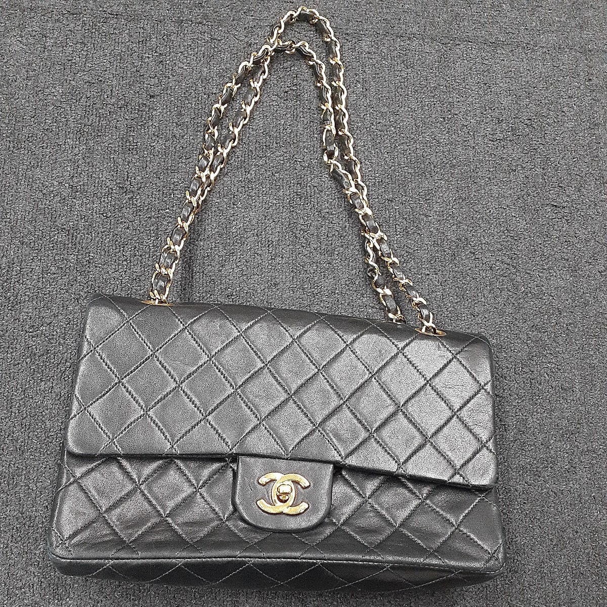 CHANEL シャネル ヴィンテージ ショルダーバッグ ミニマトラッセ ダブルフラップ チェーンショルダーバッグ ブラック 袋あり  だの画像2