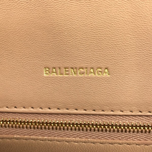 バレンシアガ BALENCIAGA ハンドバッグ 593546 アワーグラス トップハンドル スモール レザー ベージュ 型押し加工 美品 バッグの画像7