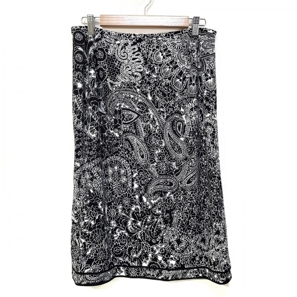 レオナール LEONARD ロングスカート サイズ76 - 黒×白 レディース 花柄 美品 ボトムス_画像1