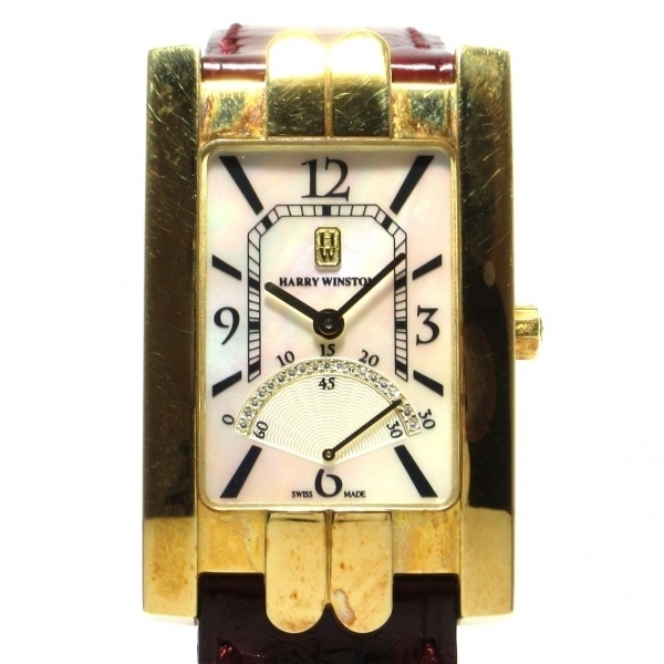 ハリーウィンストン 腕時計 アヴェニュー 310UQSRG ボーイズ K18YG×革ベルト/シェル文字盤/ダイヤレトログラード ホワイトシェル_画像1