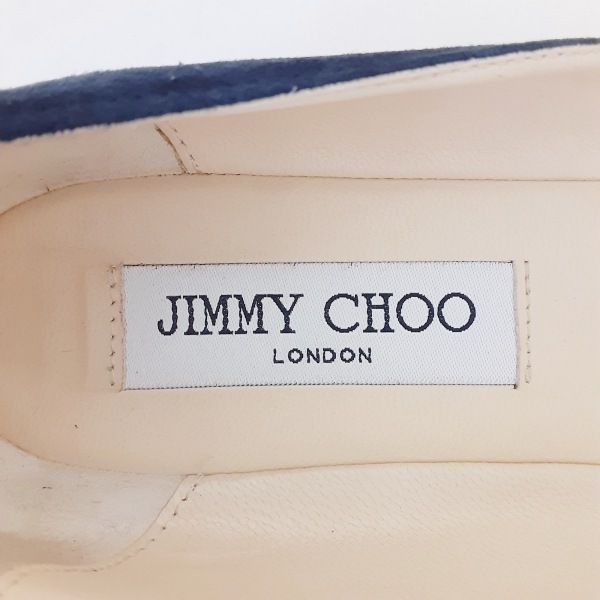 ジミーチュウ JIMMY CHOO フラットシューズ 35 1/2 - スエード ネイビー×シルバー レディース ラインストーン 靴_画像5