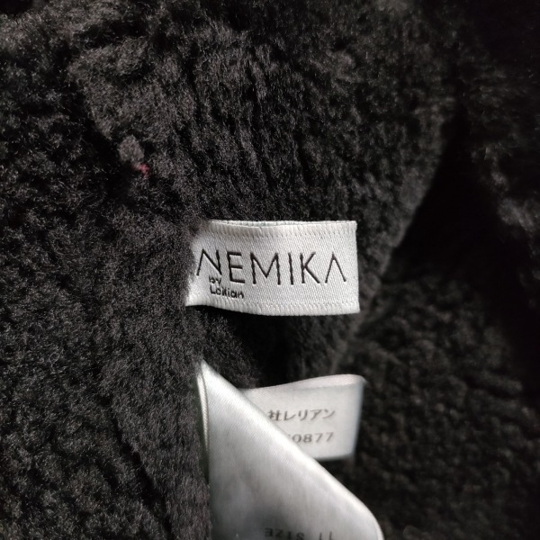 ネミカ NEMIKA/NEMIKA by Leilian サイズ11 M - シープスキン 黒 レディース 長袖/ムートン/ロング丈/冬 コート_画像3