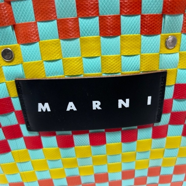 マルニ MARNI トートバッグ SHMH006A00RF081 マルニマーケット スクエアショッピングバッグ ポリプロピレン×レザー 編み込み バッグ_画像8