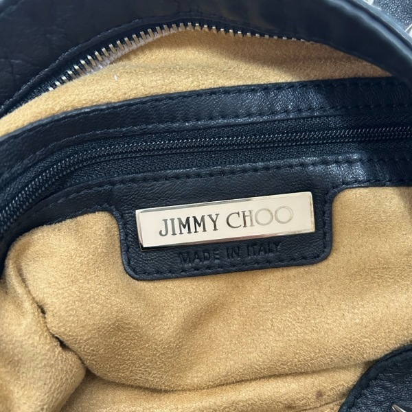 ジミーチュウ JIMMY CHOO ハンドバッグ スカイバッグ レザー×金属素材 黒×シルバー スター(星)/スタッズ バッグ_画像8