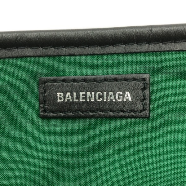 バレンシアガ BALENCIAGA トートバッグ 339933 ネイビーカバS ウール×レザー グリーン×黒×マルチ チェック柄 バッグ_画像7