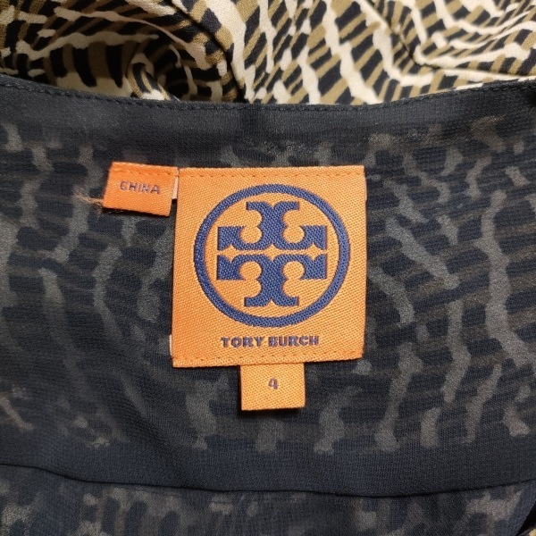 トリーバーチ TORY BURCH サイズ4 S - ベージュ×黒×アイボリー レディース ノースリーブ/ロング/シルク ワンピース_画像3