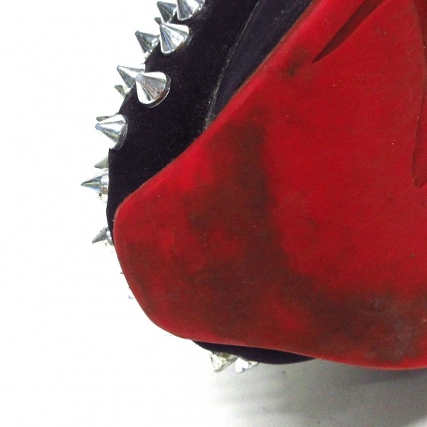 クリスチャンルブタン CHRISTIAN LOUBOUTIN スリッポン 43 SPIKE SOCK 化学繊維×金属素材 黒×シルバー×レッド メンズ 靴の画像6