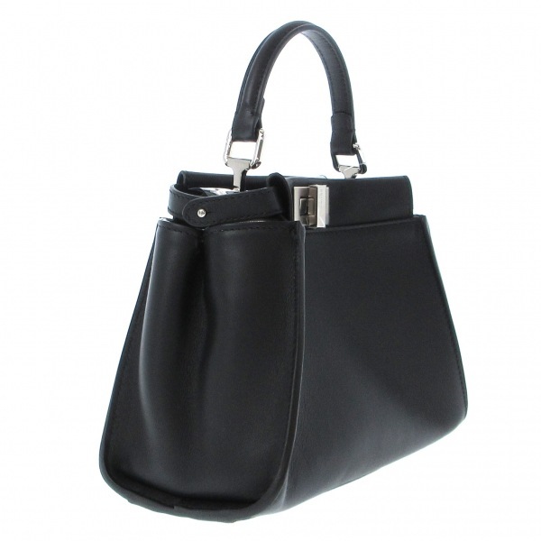  Fendi FENDI handbag 8BN244-ANXUpi- Cub - Aiko nik small leather black lady's inside side FF Logo pattern beautiful goods bag 