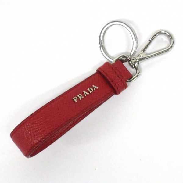  Prada PRADA key holder ( charm ) 2PP68T - leather × metal material red × silver key ring attaching key holder 