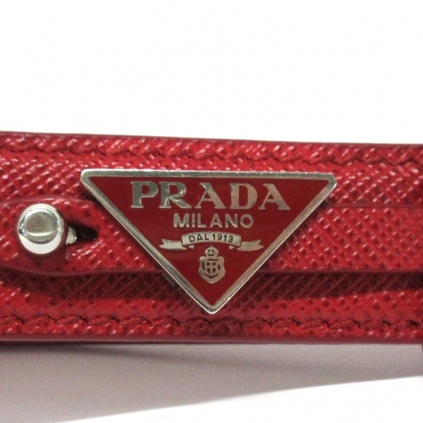 プラダ PRADA キーホルダー(チャーム) 2PP68T - レザー×金属素材 レッド×シルバー キーリング付き キーホルダーの画像3