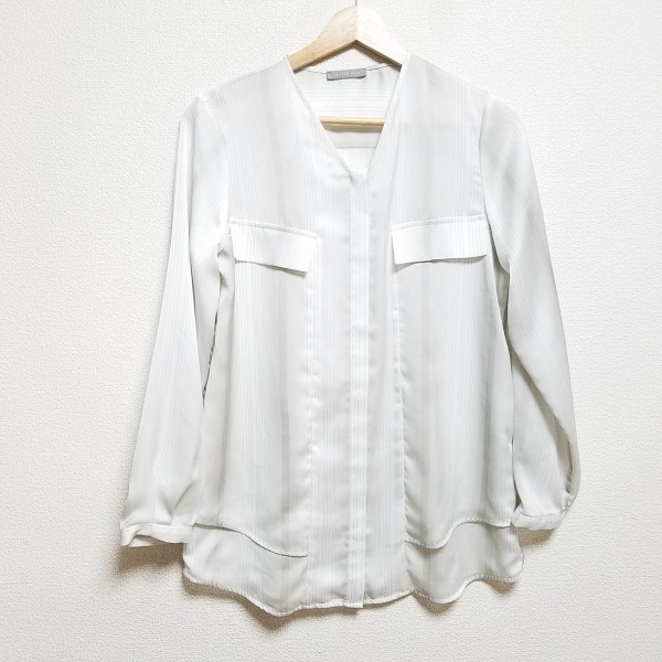  theory ryukstheory luxe long sleeve shirt blouse size 36 S - white × Brown lady's stripe tops 
