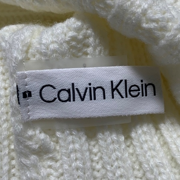  Calvin Klein CalvinKlein knitted cap - acrylic fiber white × ivory × black fake fur hat 