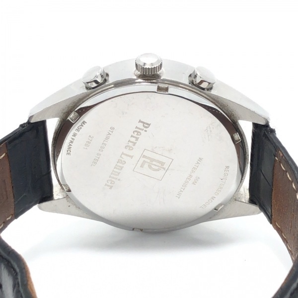 PierreLannier(ピエールラニエ) 腕時計 - 278B1 メンズ 型押し加工/クロノグラフ 黒_画像4