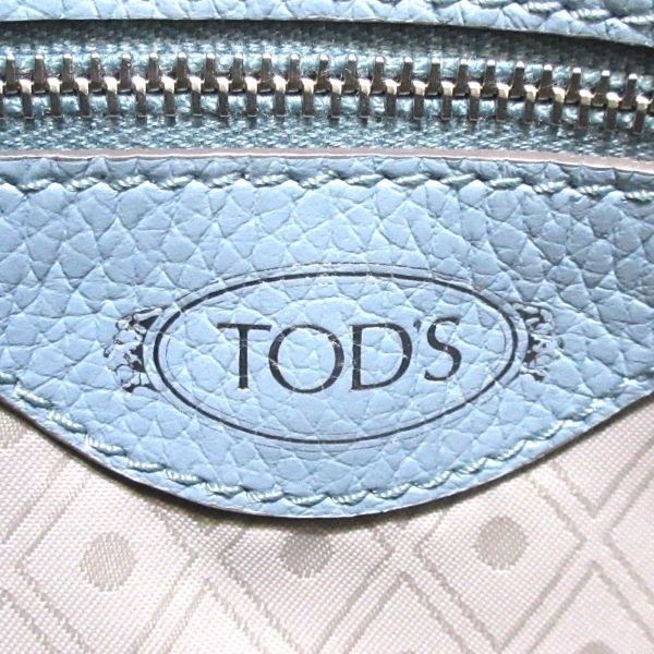 トッズ TOD'S ハンドバッグ ダブルT レザー ライトブルー×ライトグレー×ブラウン バッグ_画像7