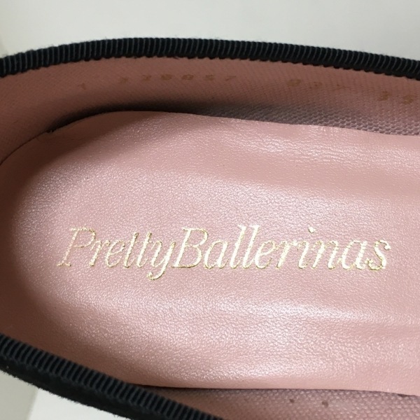 プリティバレリーナ Pretty Ballerinas フラットシューズ 35 - スエード×化学繊維 黒×シルバー レディース リボン 靴_画像5