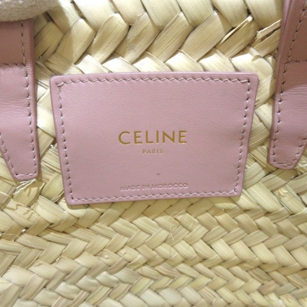 セリーヌ CELINE トートバッグ ティーン トリオンフ パニエ ラフィア×カーフスキン ベージュ×ピンクベージュ レディース かごバッグの画像7