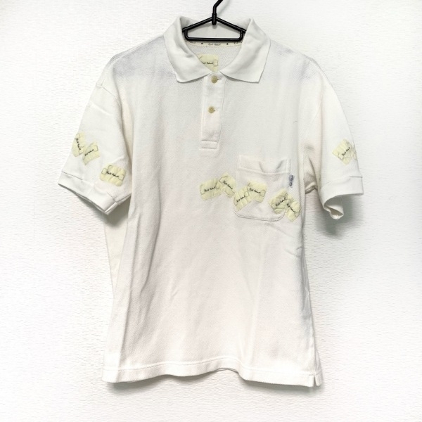 カールヘルム KarlHelmut 半袖ポロシャツ サイズM - 白×アイボリー×ダークネイビー メンズ トップス_画像1