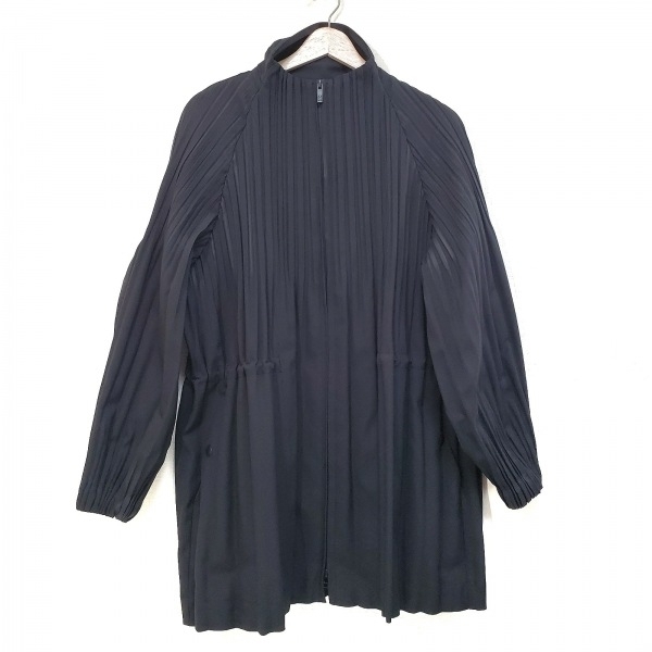  pleat pulley zPLEATS PLEASE size 4 XL - black lady's long sleeve / pleat / spring / autumn beautiful goods coat 