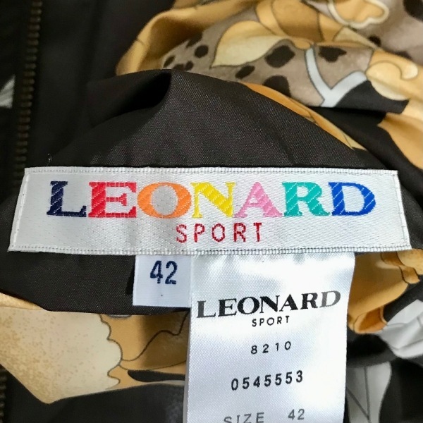 レオナールスポーツ LEONARD SPORT ブルゾン サイズ42 L - ポリエステル ダークブラウン×オレンジ×マルチ レディース ジャケット_画像3