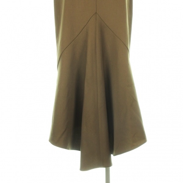  Prada PRADA skirt gyaba Gin midi skirt cotton wool Brown lady's knee height /asimeto Lee /2023 year bottoms 
