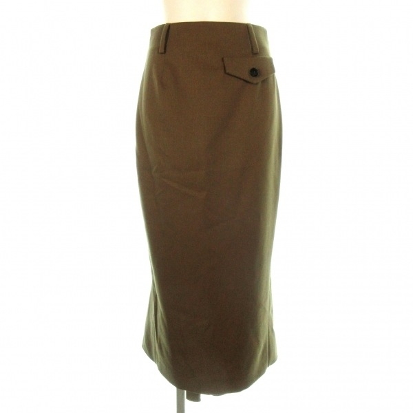  Prada PRADA skirt gyaba Gin midi skirt cotton wool Brown lady's knee height /asimeto Lee /2023 year bottoms 