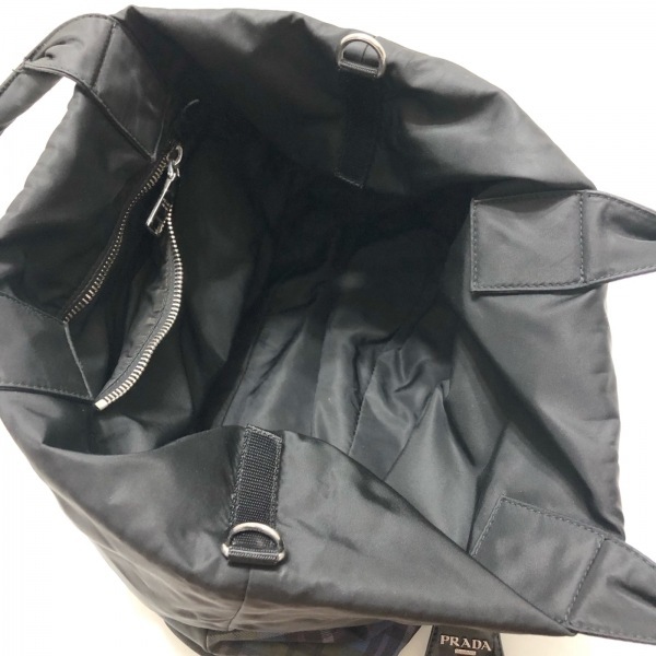 プラダ PRADA トートバッグ テスートダブル ナイロン 黒×マルチ チェック柄/リバーシブル バッグの画像7