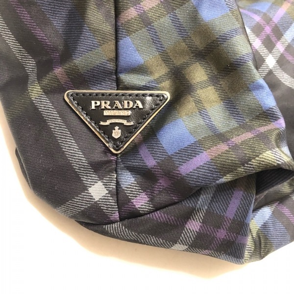 プラダ PRADA トートバッグ テスートダブル ナイロン 黒×マルチ チェック柄/リバーシブル バッグの画像8