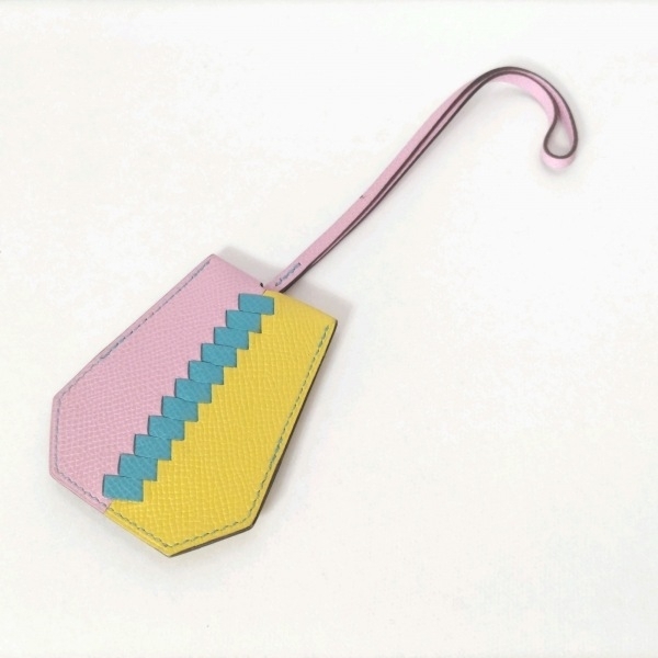  Hermes HERMES key holder ( charm ) cloche to*krevo- Epson pink × yellow × light blue Y beautiful goods key holder 