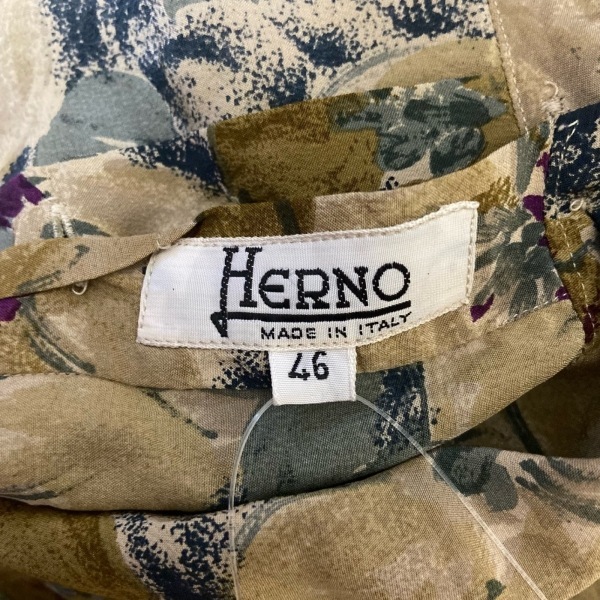 ヘルノ HERNO 長袖カットソー サイズ46 L - ベージュ×カーキ×マルチ レディース タートルネック/花柄 トップス_画像3