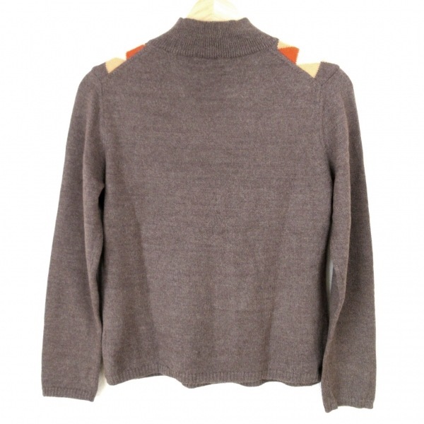  Dux DAKS свитер с длинным рукавом / вязаный размер 40 - orange × Brown × мульти- с высоким воротником tops 