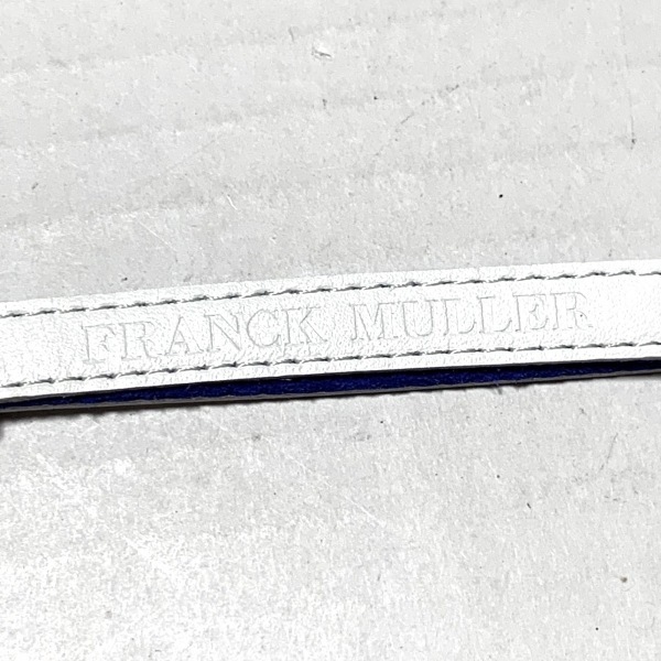 フランクミュラー FRANCK MULLER 携帯ストラップ - レザー×金属素材 白×シルバー×ブルー ハート 美品 ストラップ_画像3
