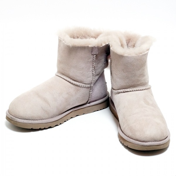 アグ UGG ショートブーツ JAPAN 23 1005062 ミニベイリーボウ ムートン ピンクグレー レディース リボン 靴_画像2