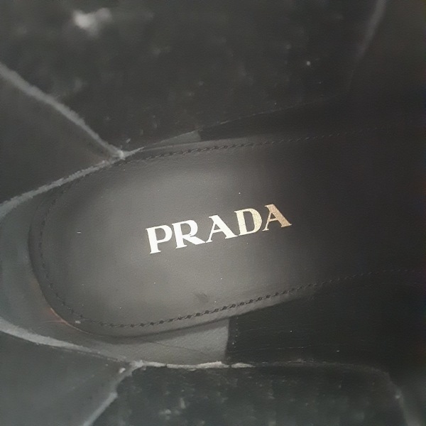 プラダ PRADA ショートブーツ 38.5 - レザー 黒 レディース チェルシーブーツ/サイドゴア/ウィングチップ 靴_画像5