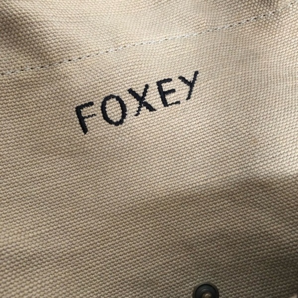 フォクシー FOXEY トートバッグ - キャンバス×レザー ベージュ×ダークブラウン 2way/巾着型 バッグ_画像8