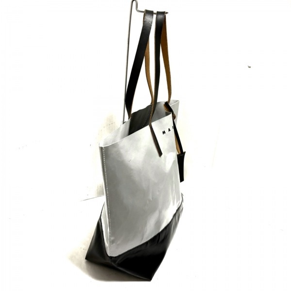  Marni MARNI большая сумка - PVC( соль . винил )× кожа светло-серый × чёрный сумка 