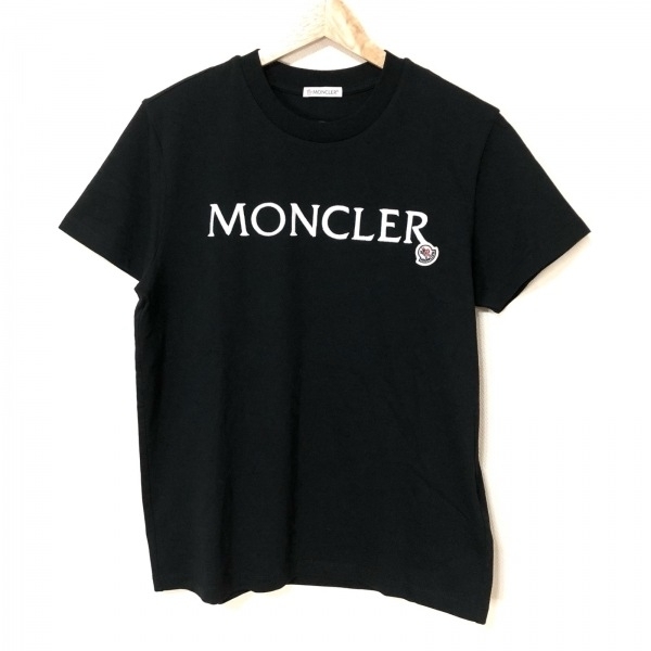 モンクレール MONCLER 半袖Tシャツ サイズS MAGLIA MANICHE CORTE 黒×白 レディース クルーネック/刺繍 トップスの画像1