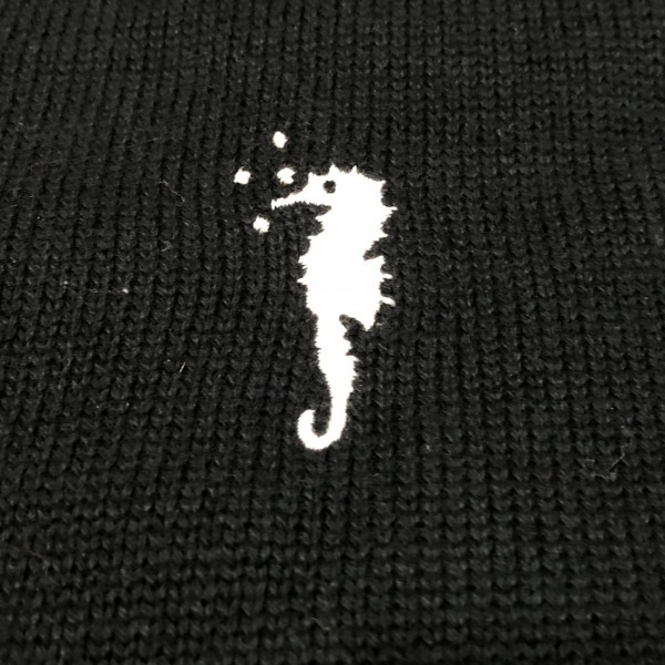 フクゾー FUKUZO 半袖セーター/ニット サイズL - 黒×白 レディース ハイネック/刺繍/竜 トップス_画像6