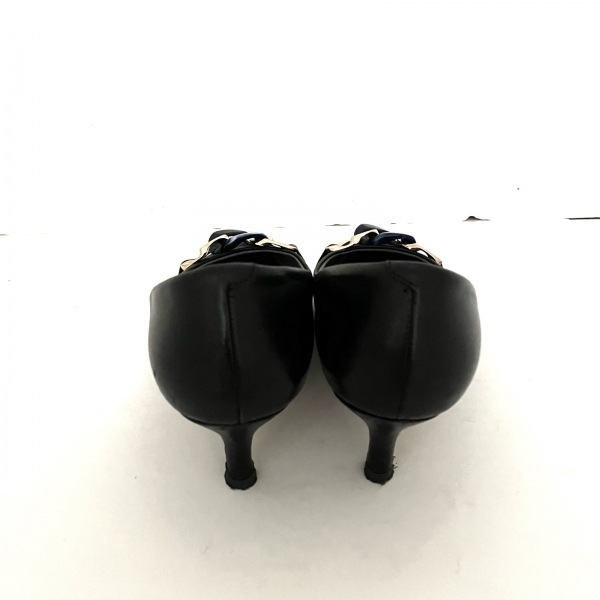 ダイアナ DIANA パンプス 23 G - レザー 黒×ダークネイビー×ゴールド レディース 靴_画像3